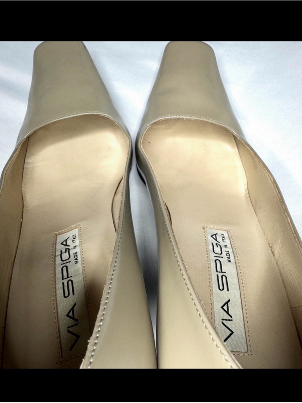 Via Spiga Square-Toe Block Heel Pumps 7.5 Khaki - Picture 4 of 11